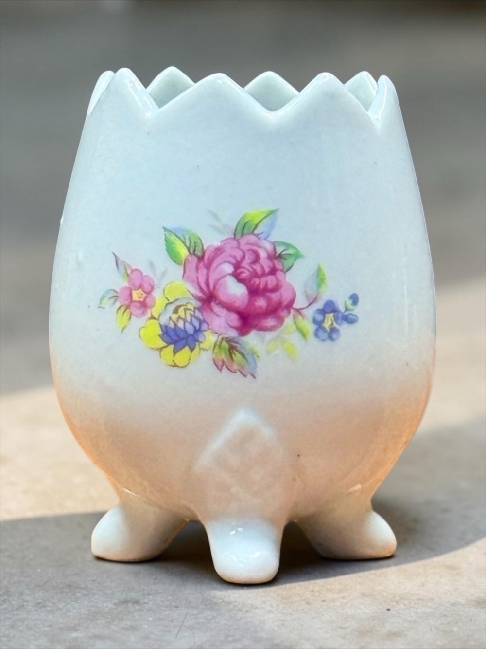 Bone China Footed Cracked Egg Figurine